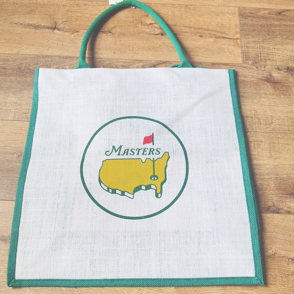 Augusta Masters 2024 Jute Golf Tote Travel Shoulder Bag Size Large Vacation Tote